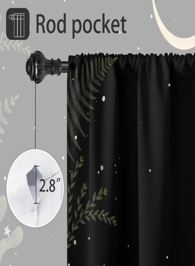 Coxila Moon Kitchen Window Curtains 27.5 x 36 Inch Small Short Mini Cafe Rod Pocket Moonlit Celestial Witch Witchy Goth Gothic Living Bedroom Room Home Treatment Set of 2 Curtain Panels Drapes Tiers - Image 3